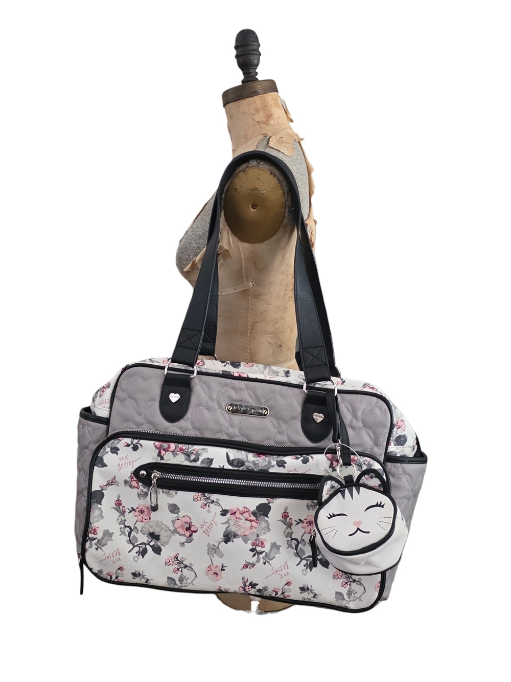 Betsey Johnson Quilted Floral Diaper Bag Travel Tote
